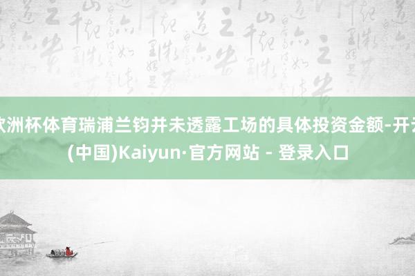 欧洲杯体育瑞浦兰钧并未透露工场的具体投资金额-开云(中国)Kaiyun·官方网站 - 登录入口