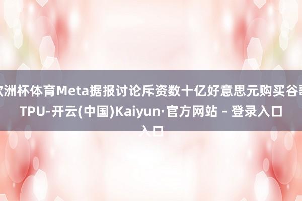 欧洲杯体育Meta据报讨论斥资数十亿好意思元购买谷歌TPU-开云(中国)Kaiyun·官方网站 - 登录入口